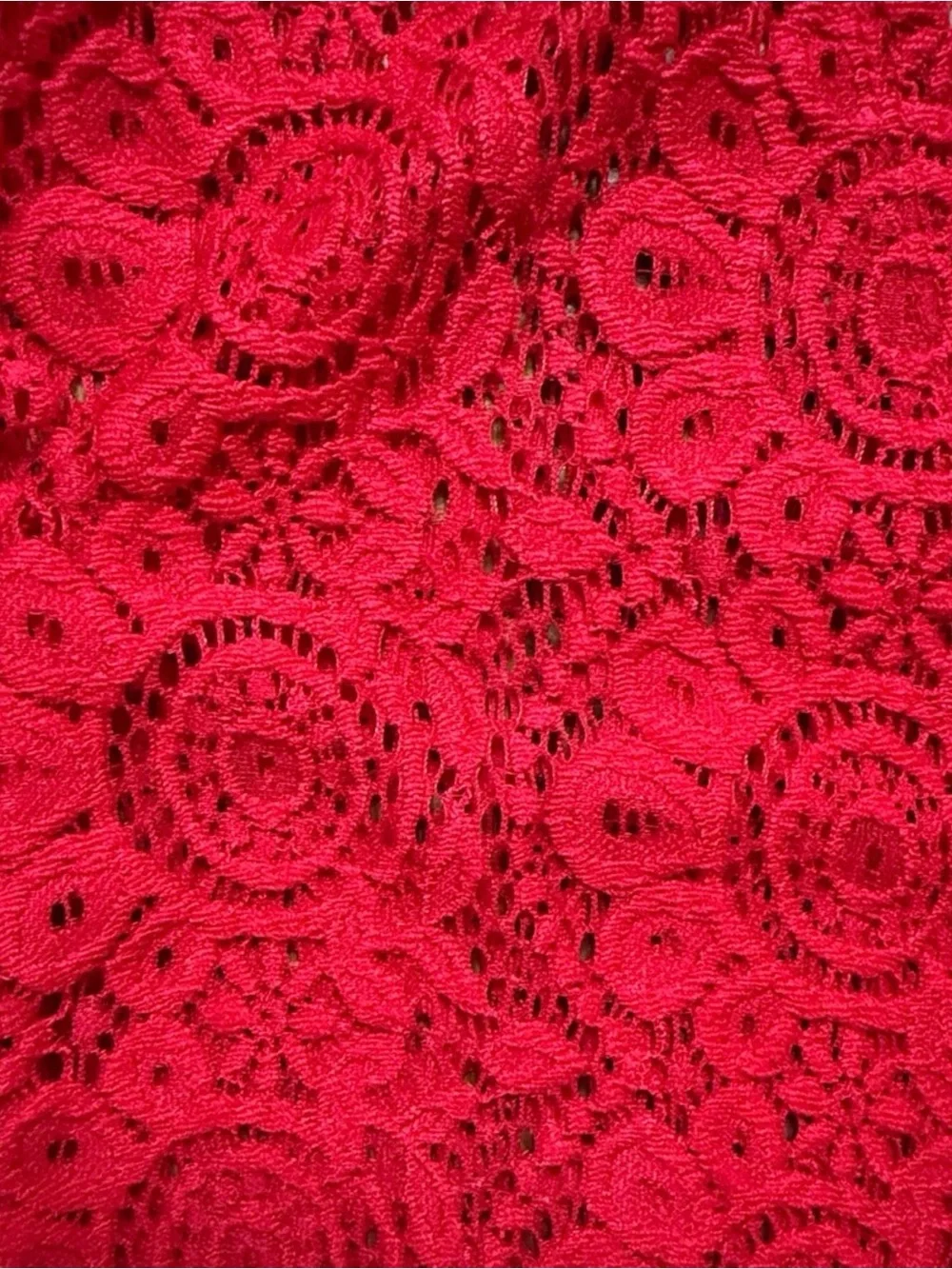 LuLaRoe Lindsey Lace Kimono Cardigan Medium Bright Red Floral Open  Cover Up